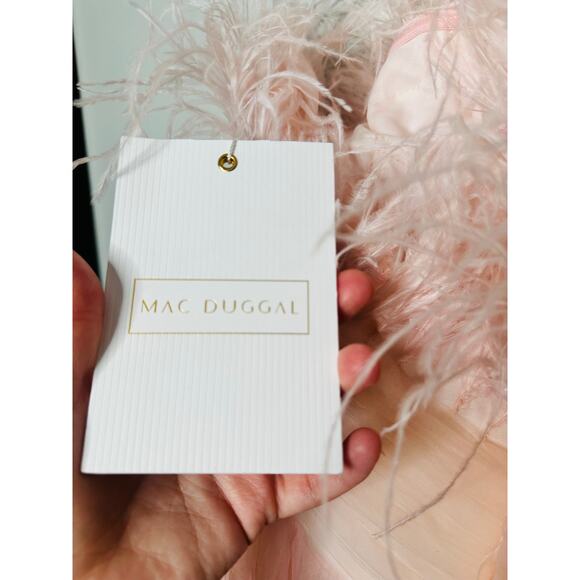 NWT MAC DUGGAL 20557 Pink Ombre Strapless Tulle Base Feather Bodice Gown Size 14 - Picture 12 of 16